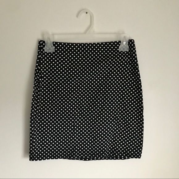 Black and White Polkadot High Waisted Midi Skirt - Picture 1 of 3